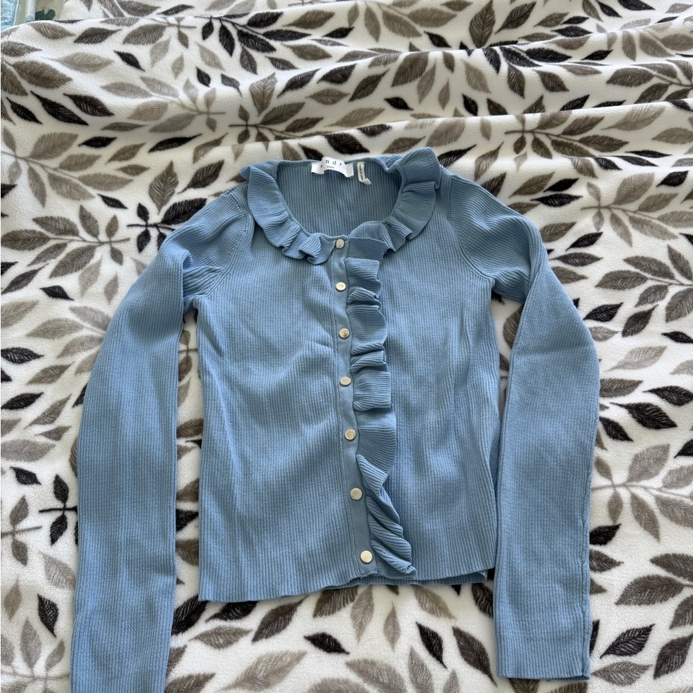 Sandro Blue Ruffled Blouse
